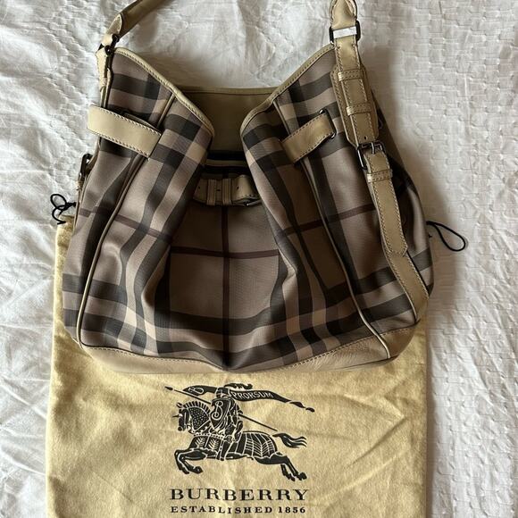 Burberry Smoked Check Medium Walden Belted Hobo Handbag - Picture 7 of 16